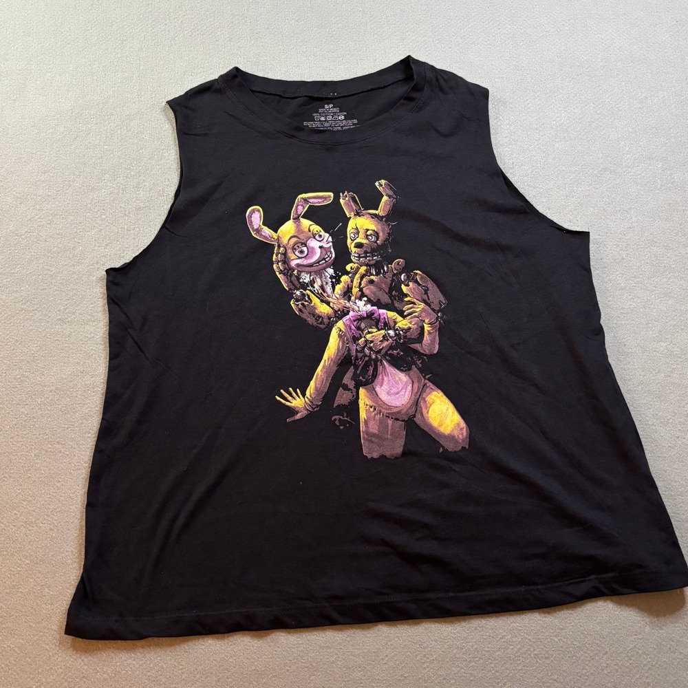 Five Nights at Freddys Mens S FNAF Muscle Tank Top Black Graphic Tee